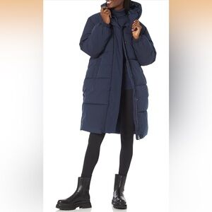 Navy Hooded Oversized Puffer Coat
